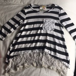 Girls striped lace top
